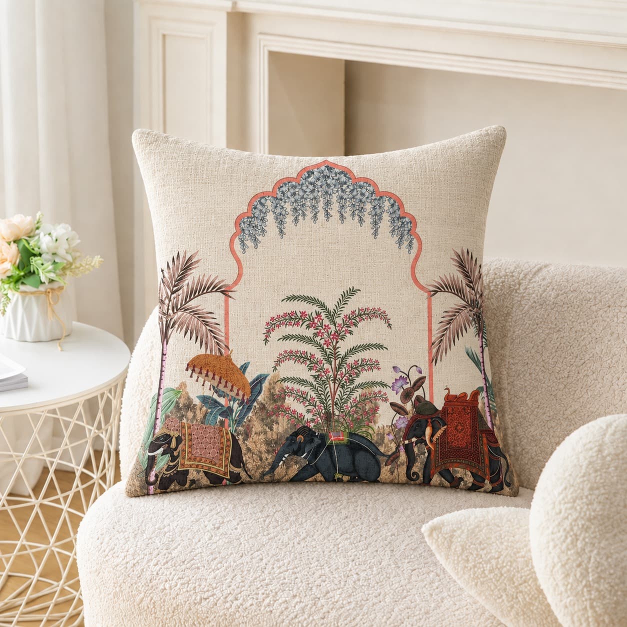 Royal Mughal Garden Printed Cushion Cover