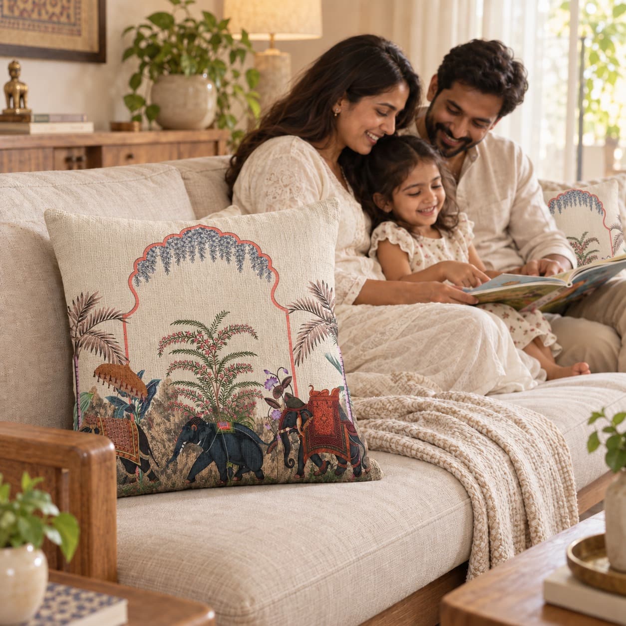 Royal Mughal Garden Printed Cushion Cover